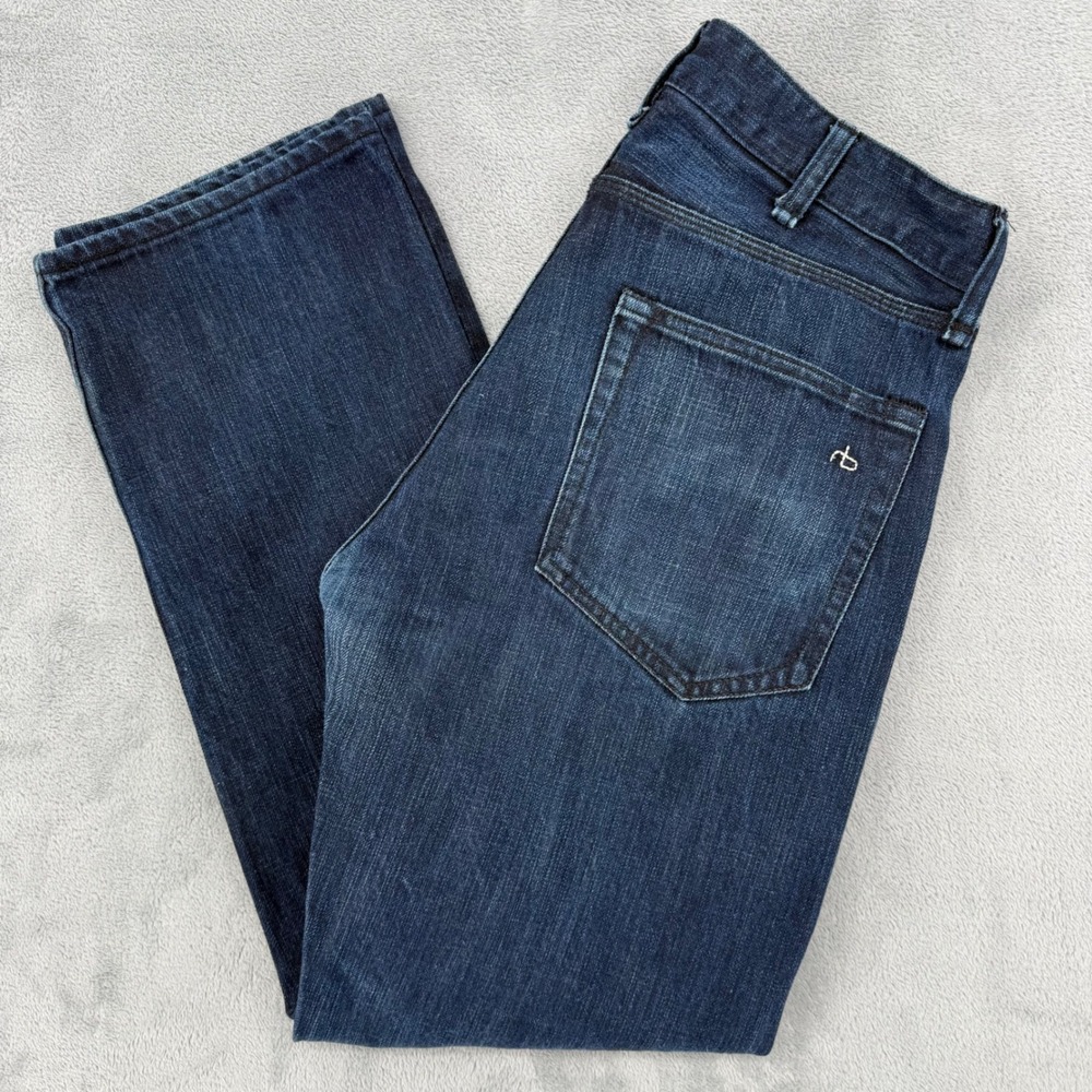 Rag & Bone Men's Dark Wash Straight Leg Button Fly Denim Jeans Handmade‎ Size 32
